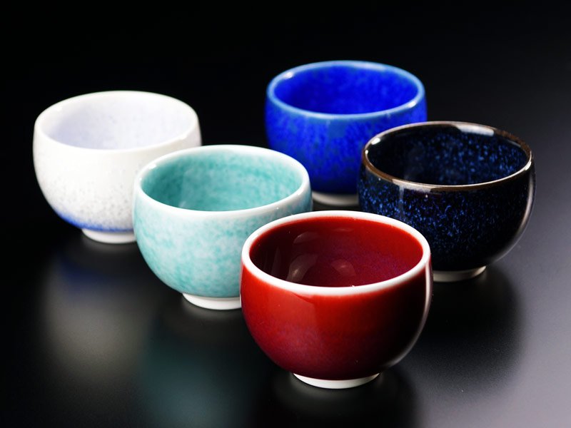 Shinemon Kiln Ochoko Sake Cup Set (5 Colors) - Arita Ware