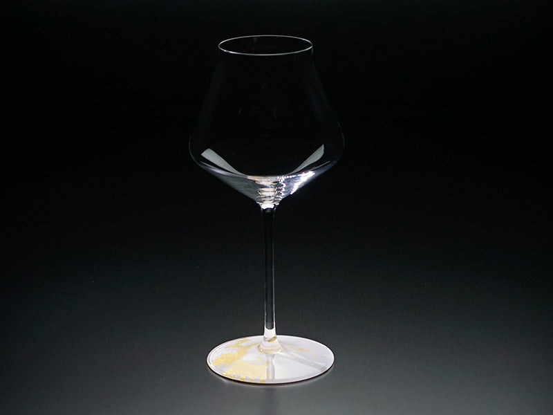 Kishu Lacquerware Red & White Pair Wine Glasses - Gold & Silver Leaf Design