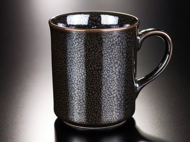 Shinemon Kiln Silver Yuteki Tenmoku Coffee Mug - Arita Ware