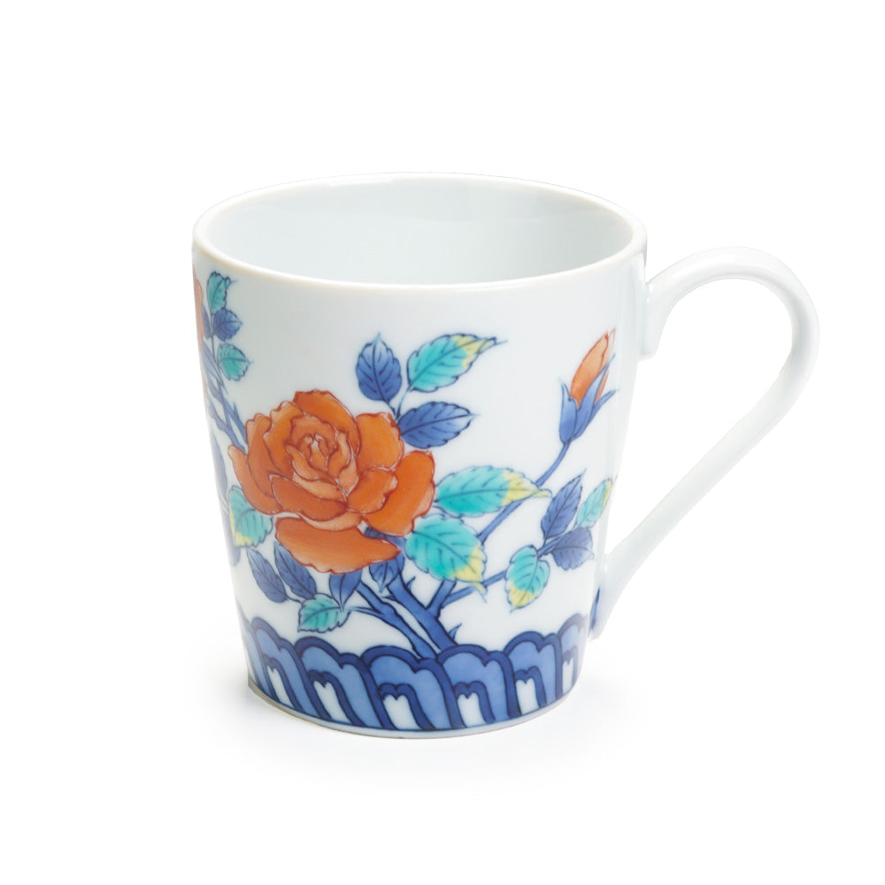 Kosen Kiln Coffee Mug - Rose Design Arita Ware