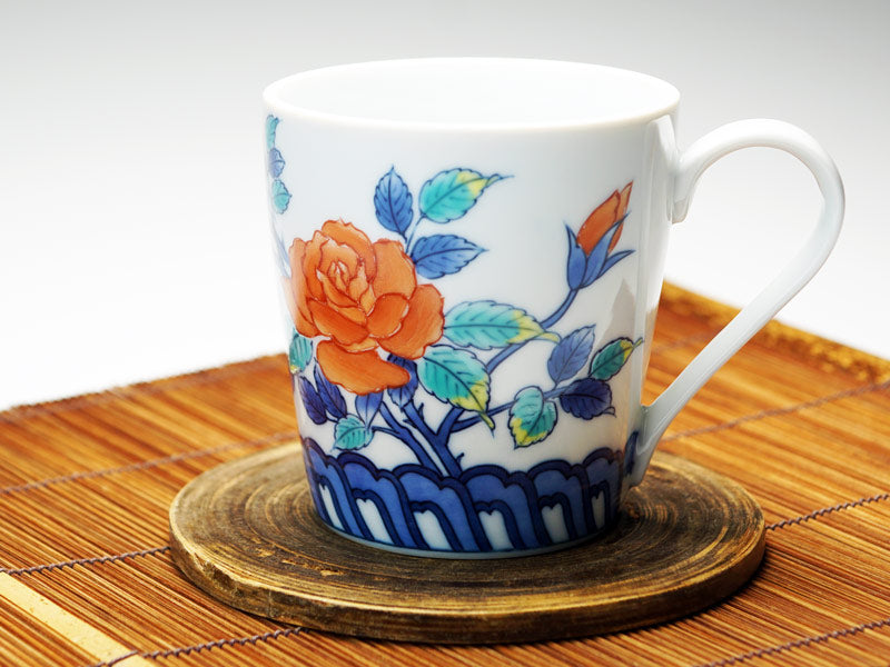 Kosen Kiln Coffee Mug - Rose Design Arita Ware