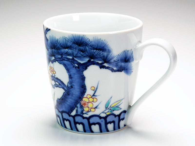 Kosen Kiln Shochikubai Coffee Mug - Japanese Auspicious Pattern Arita Ware