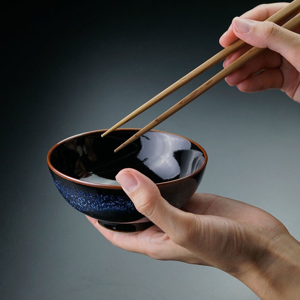 Shinemon Kiln Aoki-Myojo Japanese Pair Rice Bowls - Arita Ware