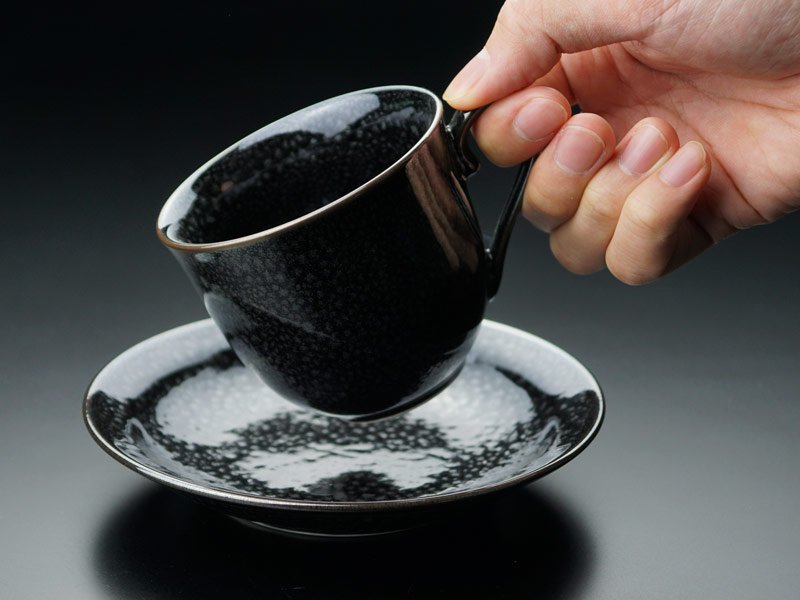 Shinemon Kiln Silver Yuteki Tenmoku Coffee Cup - Arita Ware