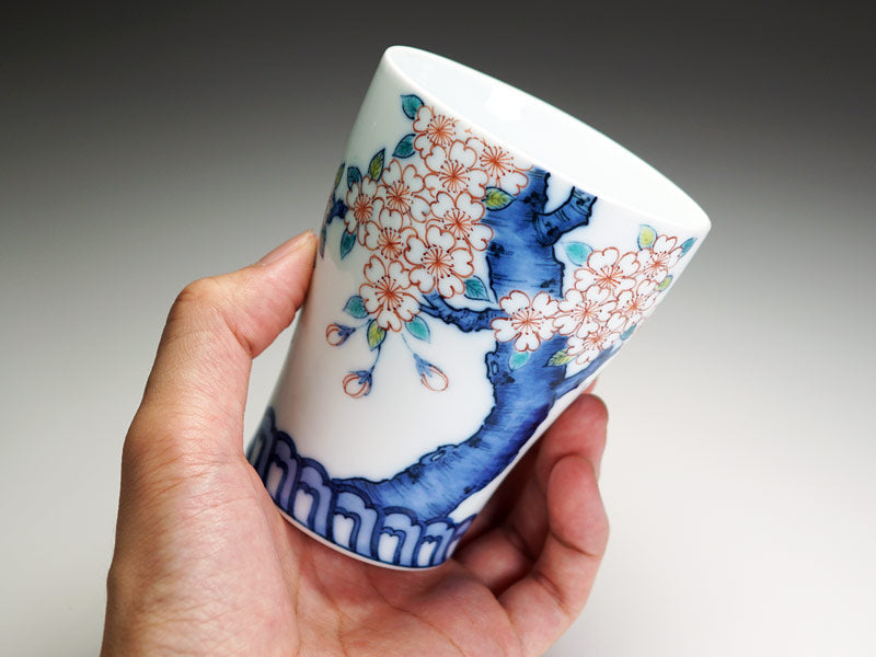 Kosen Kiln Tumbler - Japanese Auspicious Sakura Pattern Arita Ware