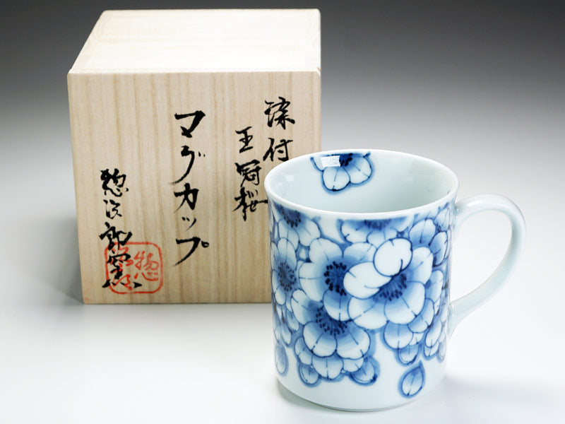 Sojiro Kiln Sometsuke Cherry Blossoms Coffee Cup - Arita Ware