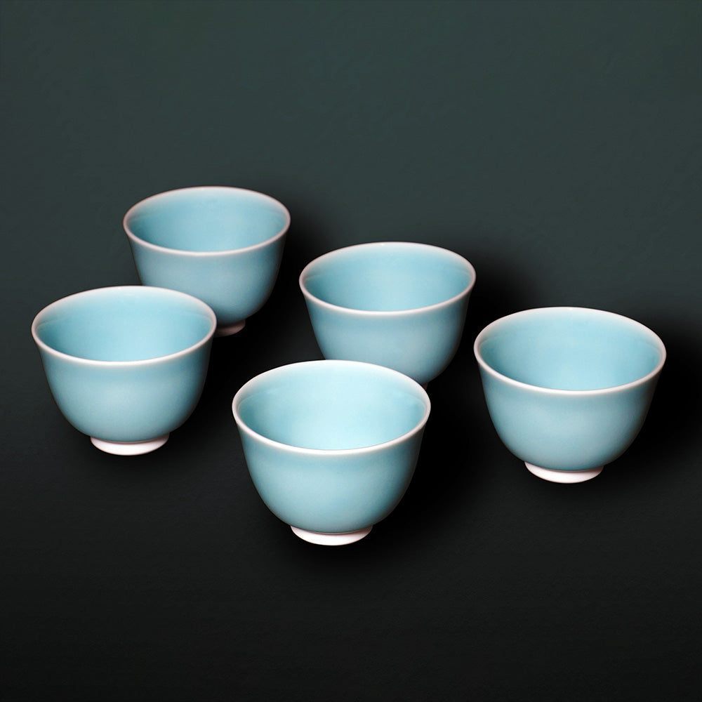 Shinemon Kiln Kinuta Seiji Japanese Tea Cup Set - Arita Ware