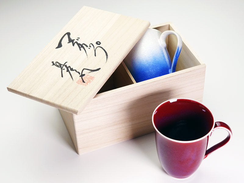 Shinemon Kiln 【Sapphire Anniversary Gift】 Mug “Ruri-Suichaku” (Lapis Water Drop) - Arita Ware