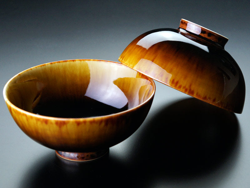 Shinemon Kiln Pair of Rice Bowls “Tortoiseshell Tenmoku” - Arita Ware