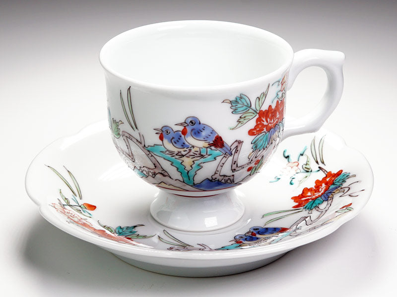 Arita Ware _Coffee Cup with “Plum Blossom and Bird” Design by Obata Yuji