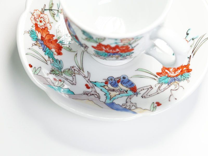 Arita Ware _Coffee Cup with “Plum Blossom and Bird” Design by Obata Yuji