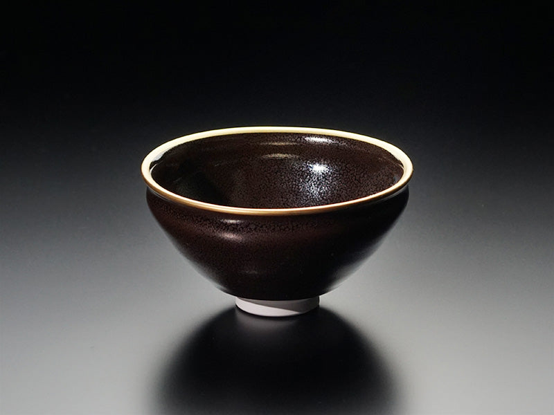 Shinemon Kiln Matcha Bowl “Oil-Spot Tenmoku” (with Gold Trim) - Arita Ware