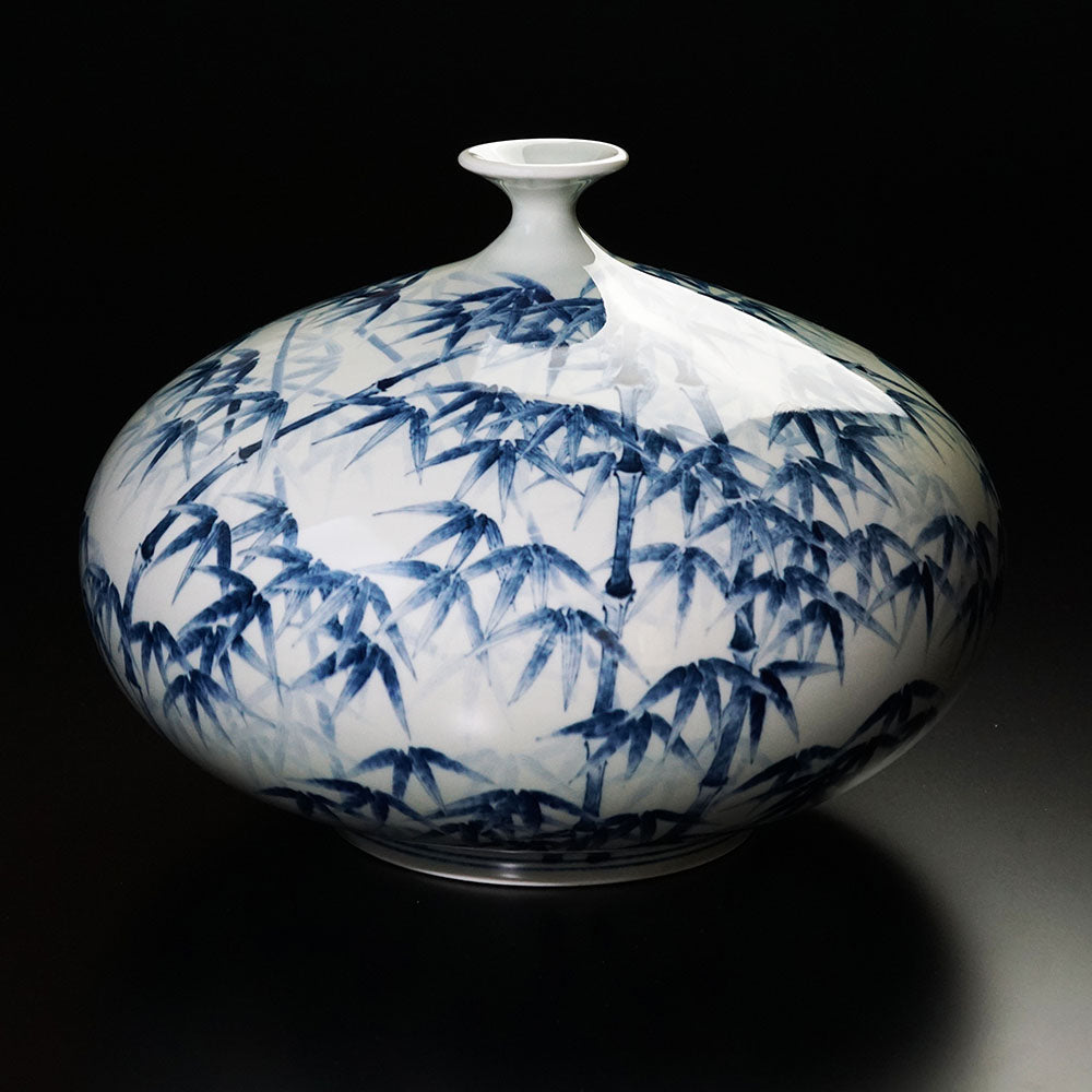 Shinemon Kiln Blue-and-White Bamboo Grove Pattern Vase by the First Shinemon - Arita Ware