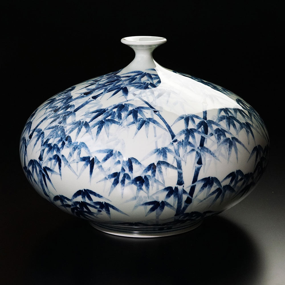 Shinemon Kiln Blue-and-White Bamboo Grove Pattern Vase by the First Shinemon - Arita Ware