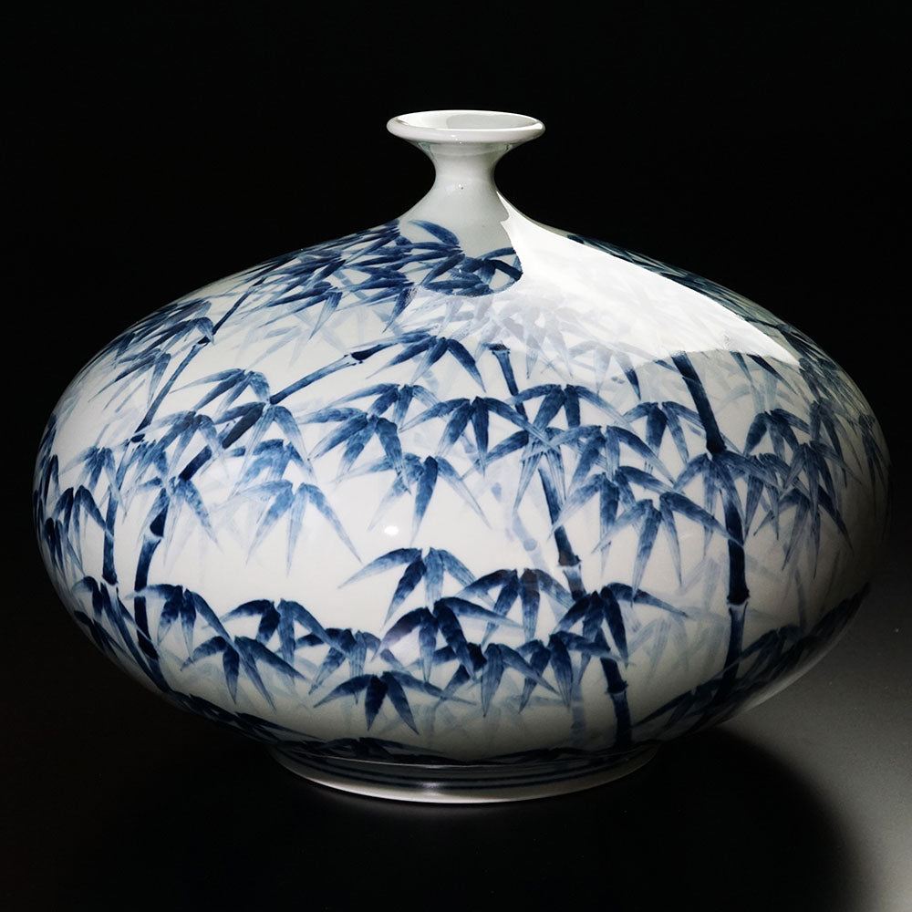 Shinemon Kiln Blue-and-White Bamboo Grove Pattern Vase by the First Shinemon - Arita Ware