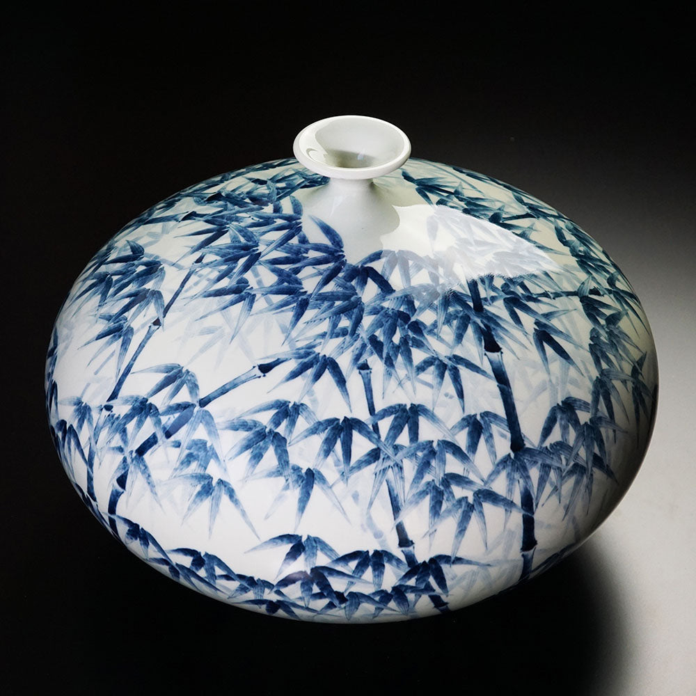 Shinemon Kiln Blue-and-White Bamboo Grove Pattern Vase by the First Shinemon - Arita Ware