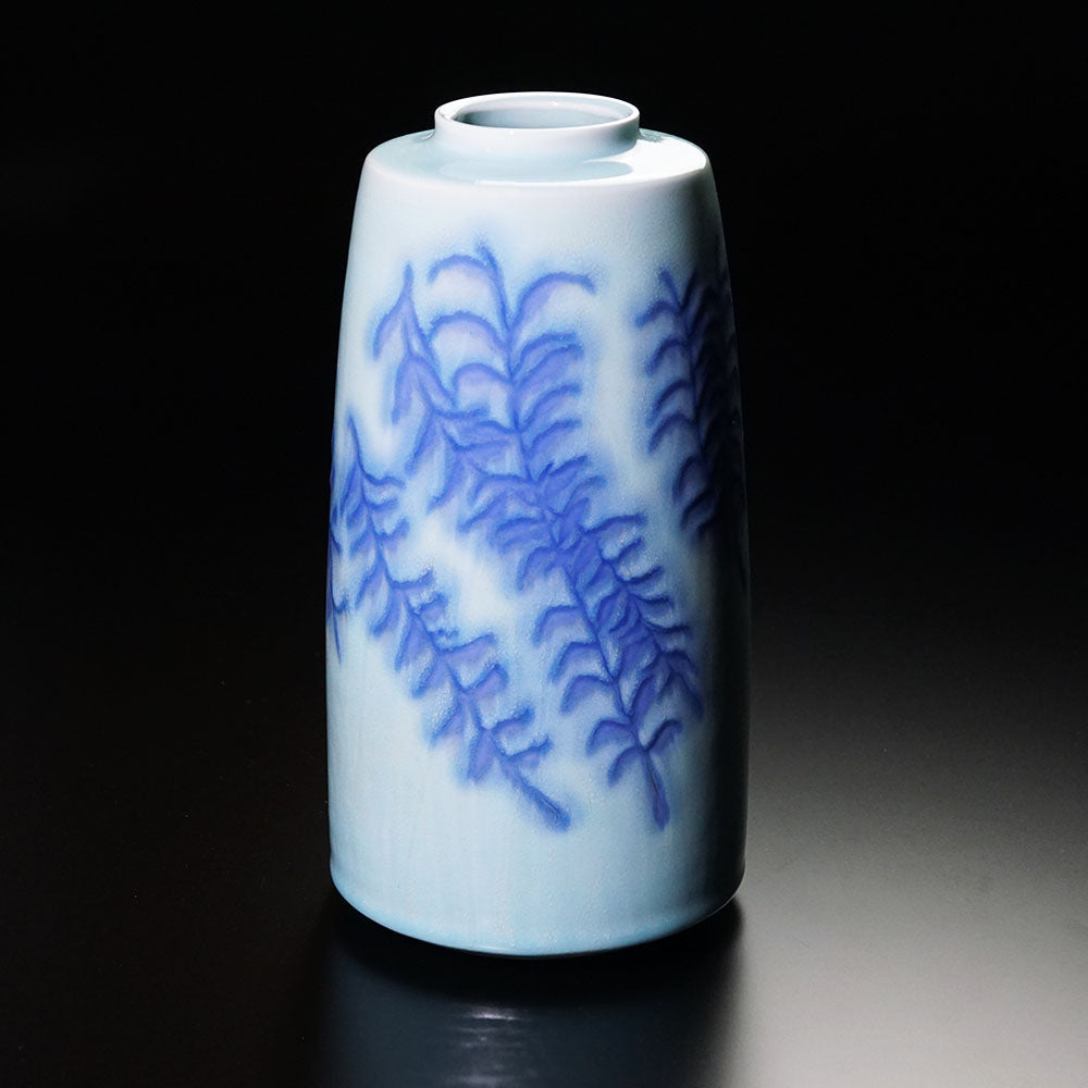 Shinemon Kiln Kinuta Celadon Floral Vase - Arita Ware