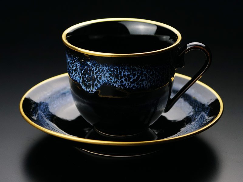 Shinemon Kiln Aoki-Myojo Youkou Gekkou Cup and Saucer Pair - Arita Ware