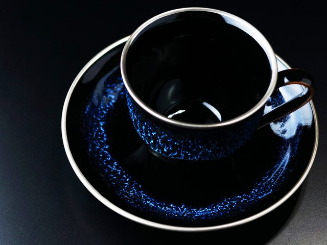 Shinemon Kiln Aoki-Myojo Youkou Gekkou Cup and Saucer Pair - Arita Ware