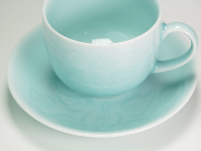 咖啡杯 - Seihakuji 牡丹瓷，山口 Mikihiko 手工雕刻
