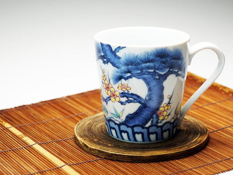 光泉窑松竹梅咖啡杯 - 日本吉祥图案有田烧
